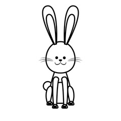 cute easter bunny sitting animal design line vector illustration