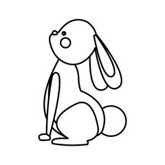 cute easter rabbit animal line vector illustration