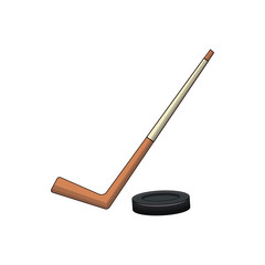 hockey stick and puck sport vector illustration