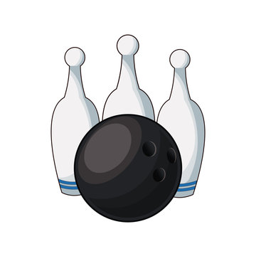 bowling ball and pin game equipment image vector illustration
