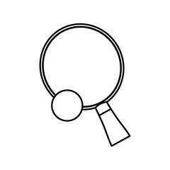 ping pong sport racket and ball hobby line vector illustration