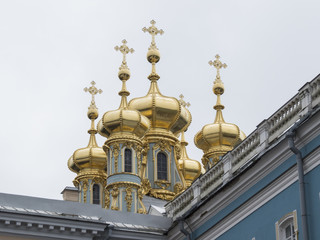 Saint  Petersburg, Russia.  August 14, 2016: close-up of a detail of The Catherine Palace, located in the town of Tsarskoye Selo (Pushkin), St. Petersburg, Russia