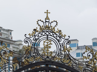 Saint  Petersburg, Russia.  August 14, 2016: Close-up of the gate of The Catherine Palace, located in the town of Tsarskoye Selo (Pushkin), St. Petersburg, Russia
