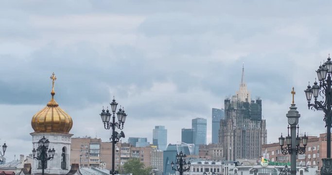 Distant shot of Moscow-city, 6 May 2017. Timelapse.