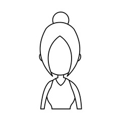 outline girl avatar profile image vector illustration