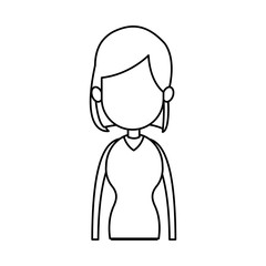 outline girl avatar profile image vector illustration