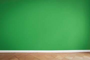 green wall background, empty apartment room