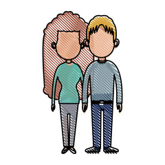 drawing couple lovely together relationship image vector illustration