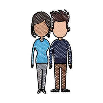 drawing couple lovely together relationship image vector illustration