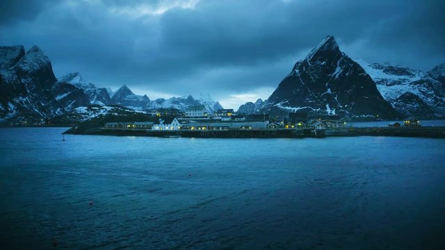 Sakrisoy Village, Spring Sunset, Lofoten Islands, Norway