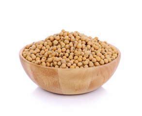 Soybeans in Wood Cup isolated on white background