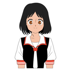 girl anime comic student clothes image vector illustration
