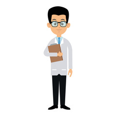 charatcer doctor man wearing coat vector illustration