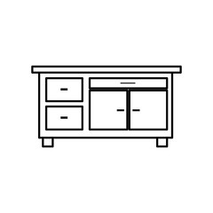 desk furniture office work image line vector illustration