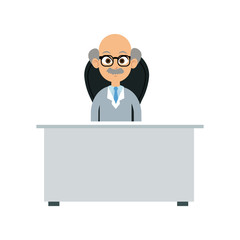 character doctor sitting desk and chair vector illustration