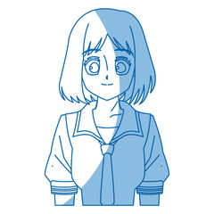 girl teenager anime manga character vector illustration