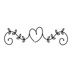 leafs plant with heart decorative icon vector illustration design