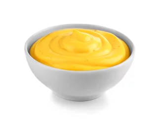 Kissenbezug Bowl with cheese sauce on white background © Africa Studio