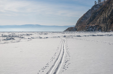 Skiing on Lake Baikal