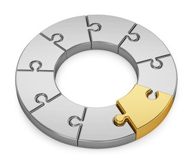 Naklejka premium Round puzzle on white background. 3d render illustration.