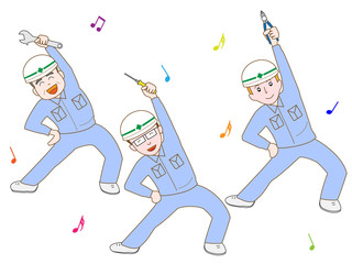 工場で働くエンジニアのエクササイズ