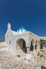 White church in Parakia, Paros island, Cyclades, Greece