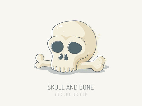 Skull and bone vector illustration in line art scibble stye