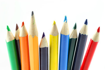 close up on colorful pencil isolated on white background