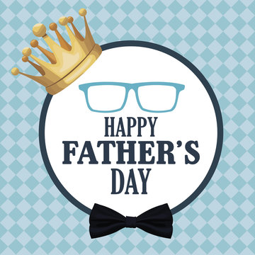 fathers day card, gold crown decoration badge retro style. vector illustration