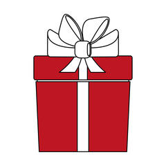 color silhouette cartoon giftbox with wrapping bow vector illustration
