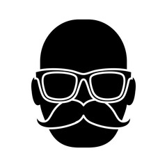 man with mustache and glasses icon over white background. vector illustration