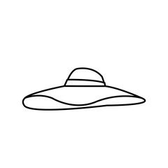 woman hat summer fashion protection sun line vector illustration