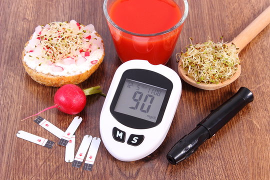 Glucose meter with accessories for diabetic and healthy food and drink