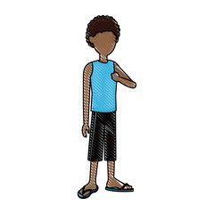 boy afro tourist travle vacation design vector illustration
