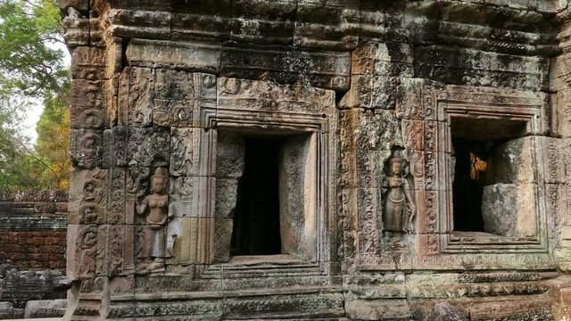 Wall details of Angkor Wat at Siem Reap, Cambodia.