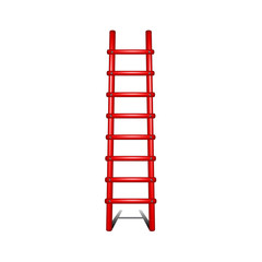 Wooden ladder in red design with shadow leading up 