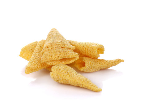 corn snacks on a white background