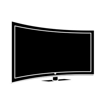 Silhouette Of Modern Television Icon Over White Background. Vector Illustration