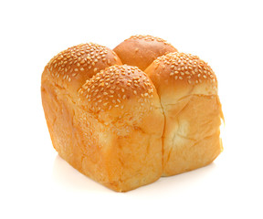 bread with sesame on white. isolated bread with sesame seeds