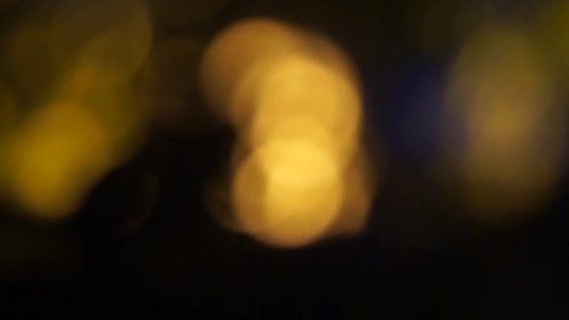 Defocused night park motion background with bokeh effect