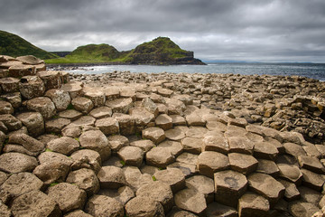 Basalt hexagonal rocks at the Giant's Causeway in Ireland