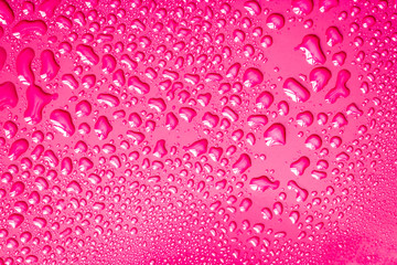 The Abstract water drop on surface of  fresh pink background