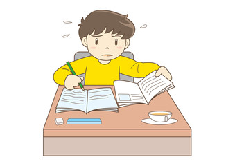 勉強する子供・大変
