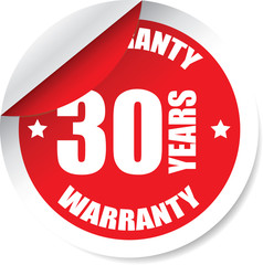 30 Year Warranty Colorful Label And Sticker. Guarantee, Promising To Repair Or Replace Product If Necessary Within A Specified Period Of Time.