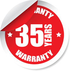 35 Year Warranty Colorful Label And Sticker. Guarantee, Promising To Repair Or Replace Product If Necessary Within A Specified Period Of Time.