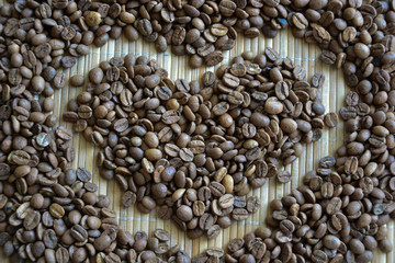 heart from coffee beans
