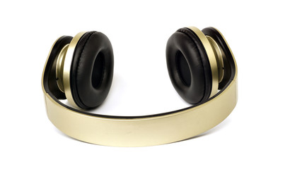 silver color head phones on isolated