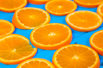 Fresh ripe oranges on wooden table