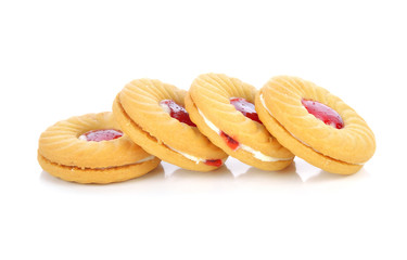 cookies with fruit jam isolated on white background