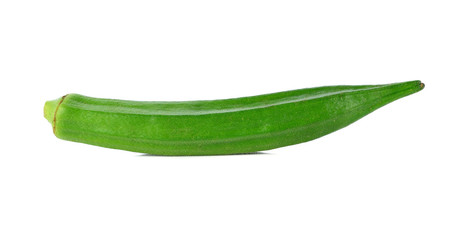 fresh green okra isolated on white background